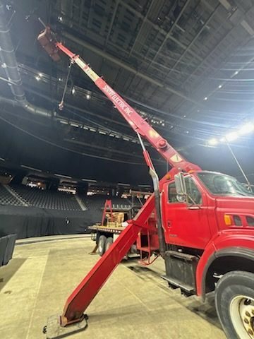Sentry boom on arena floor