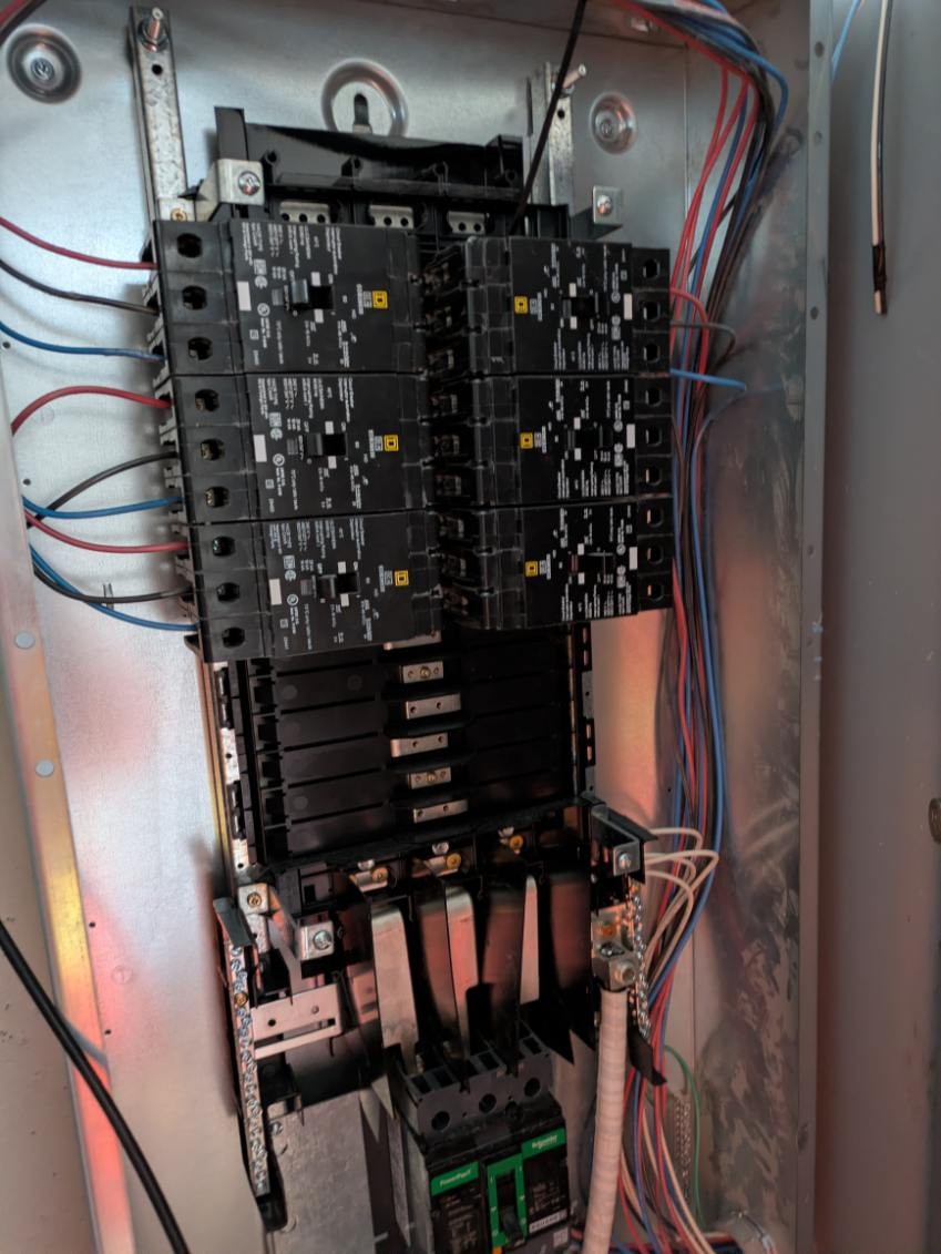 Commercial distribution panel with breakers
