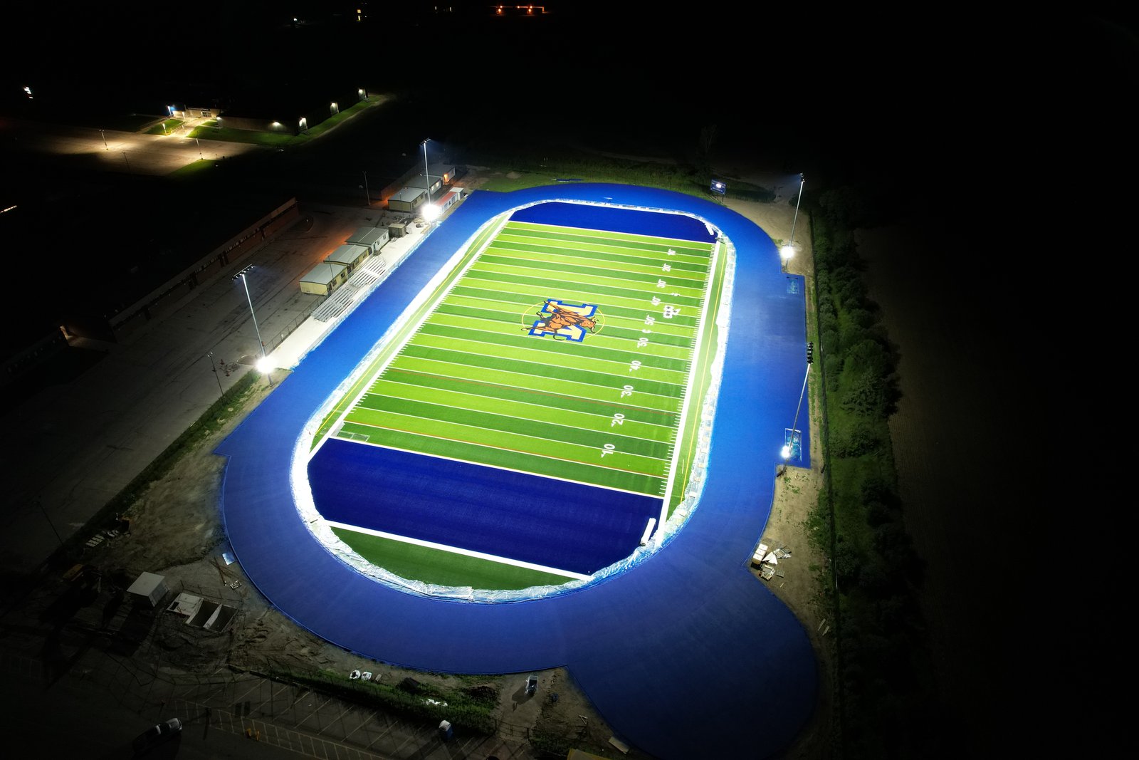 Mayfield football field and track at night 4