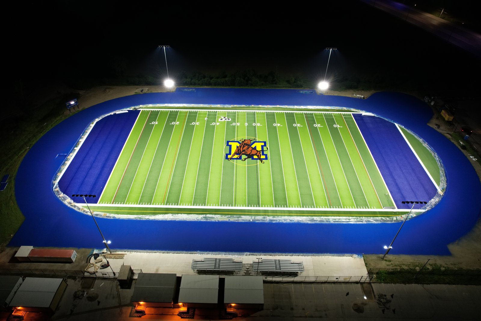 Mayfield football field and track at night 6