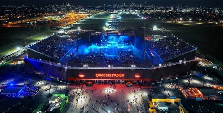 Rogers Stadium outdoor concert venue at night