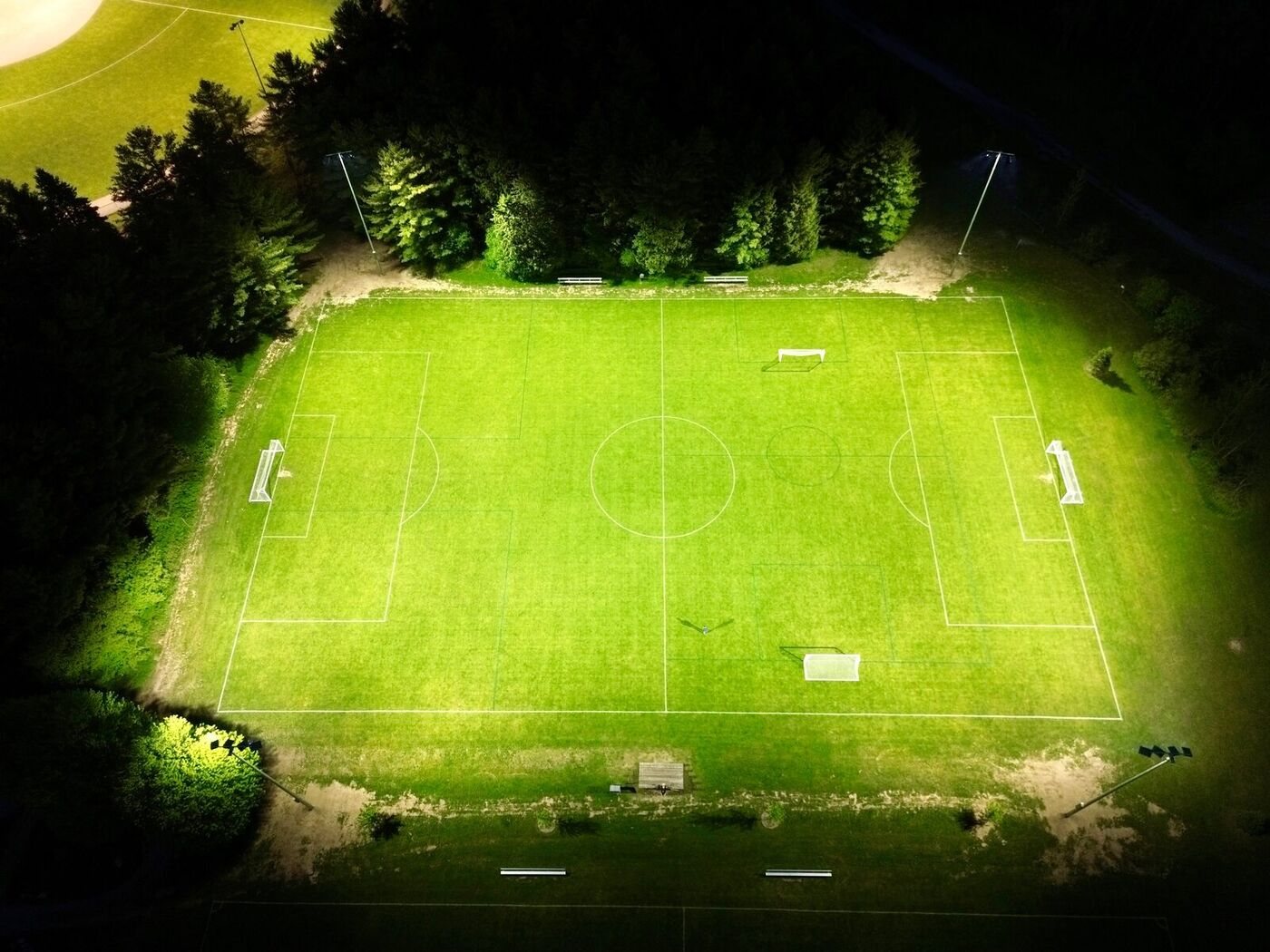 Sports field lighting at night