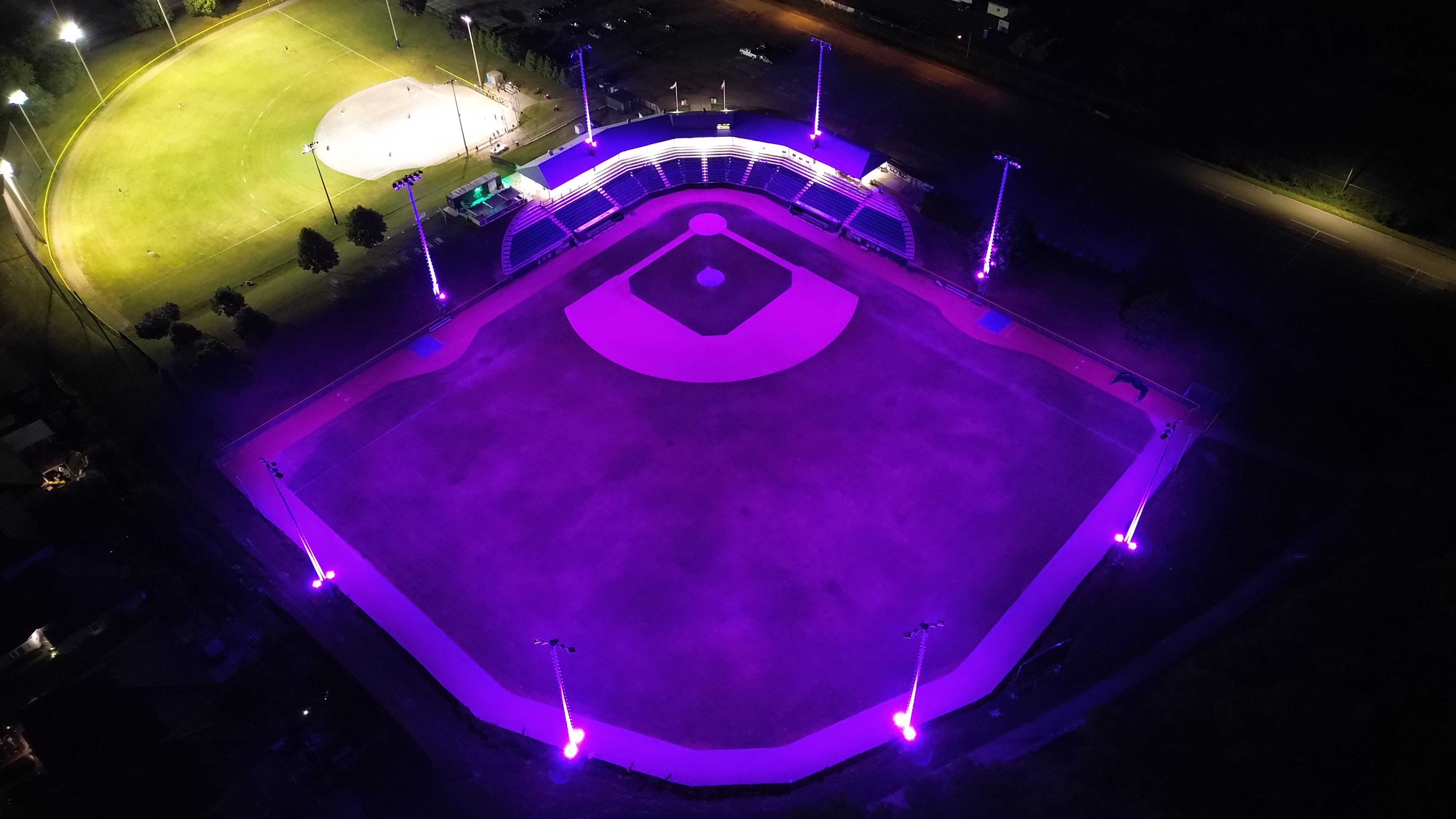 Stadium in full purple colour
