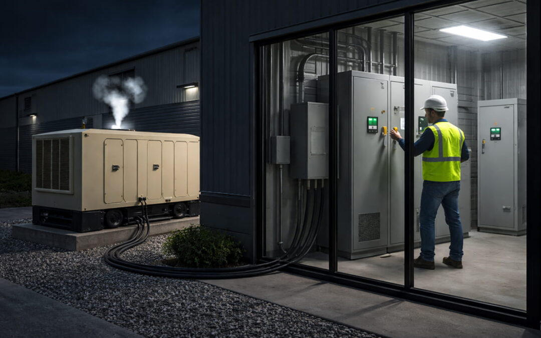 Generator connected to electrical room and transfer equipment